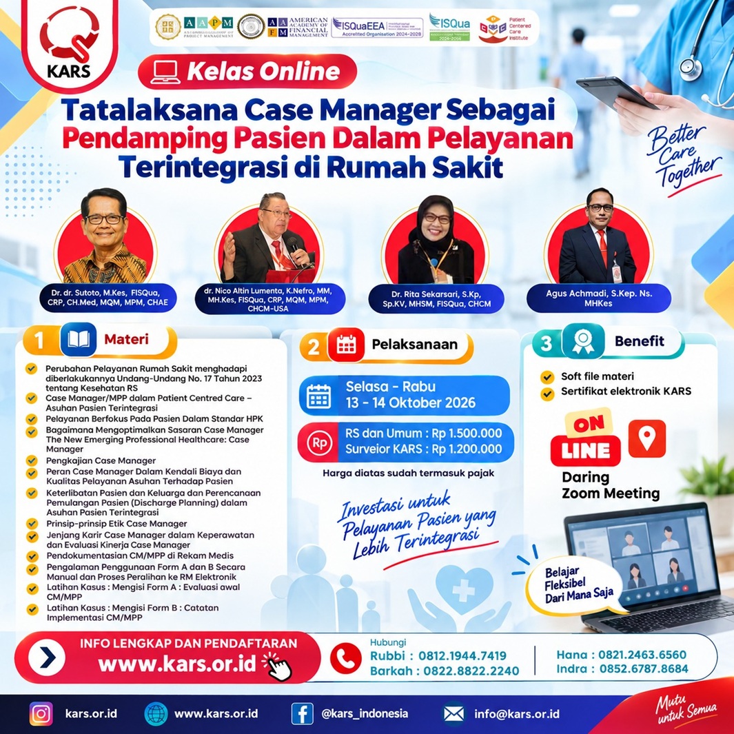 Kelas Online Tata Laksana Case Manager sebagai Pendamping Pasien dalam Pelayanan Terintegrasi di Rumah Sakit
