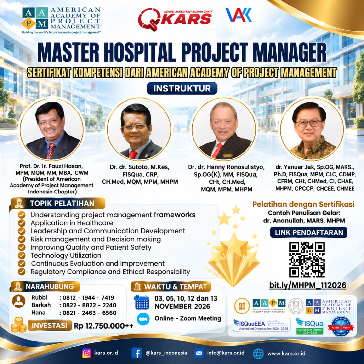 Workshop Sertifikasi Master Hospital Project Manager